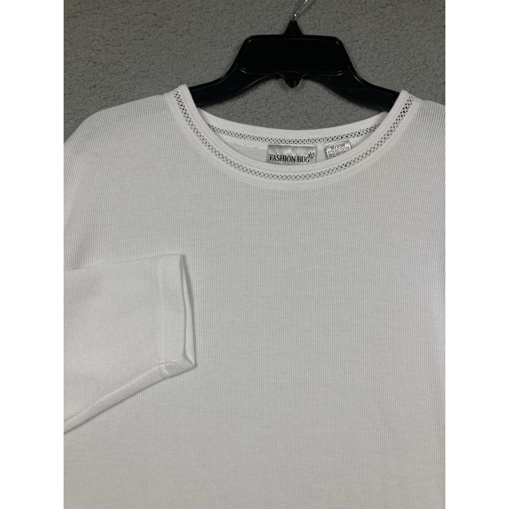 Fashion Bug Top Women's Plus 18/20W White Long Sleeve Casual Minimalist